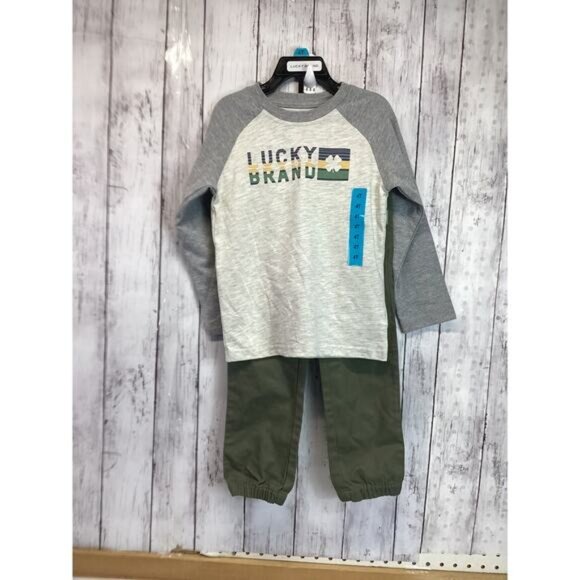 Lucky Brand Other - Lucky Brand Boys' Knit Woven T-Shirt Pants Set Long Sleeve Cotton NWT Size 2T